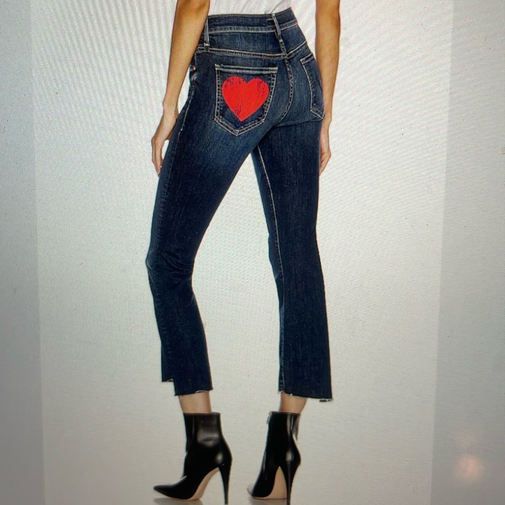 Dark Wash Women’s Jeans with Red Heart Pocket Accent